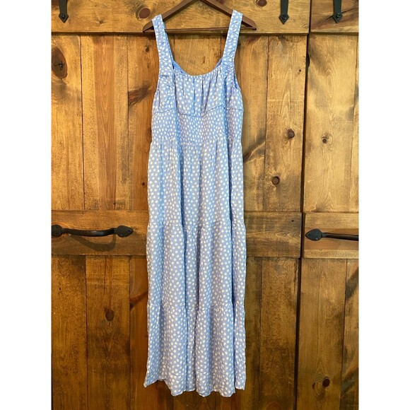 Aerie Blue Polka Dot Smocked Maxi Dress – XL NWT - Picture 2 of 8